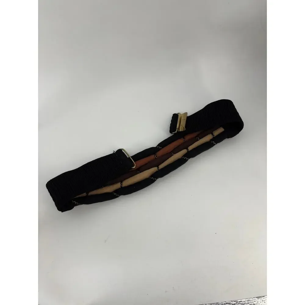Vtg Cummerbund Belt Women's Puffy Fabric Belt Brown Tan OS